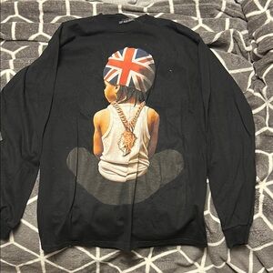 Black Long Sleeve Shirt with Graphic Design Central Cee Merch from NY concert